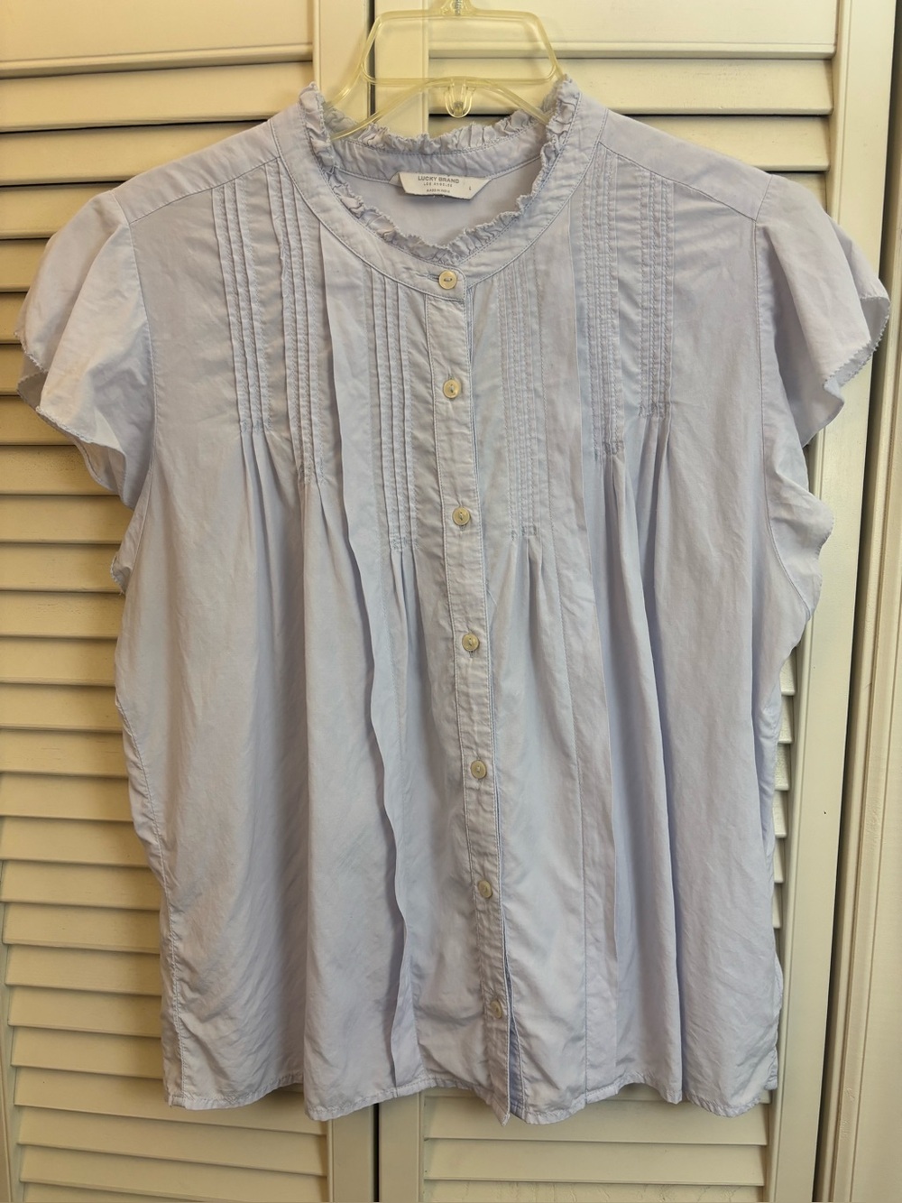 LUCKY Brand Pintuck Ruffle Collar Top
